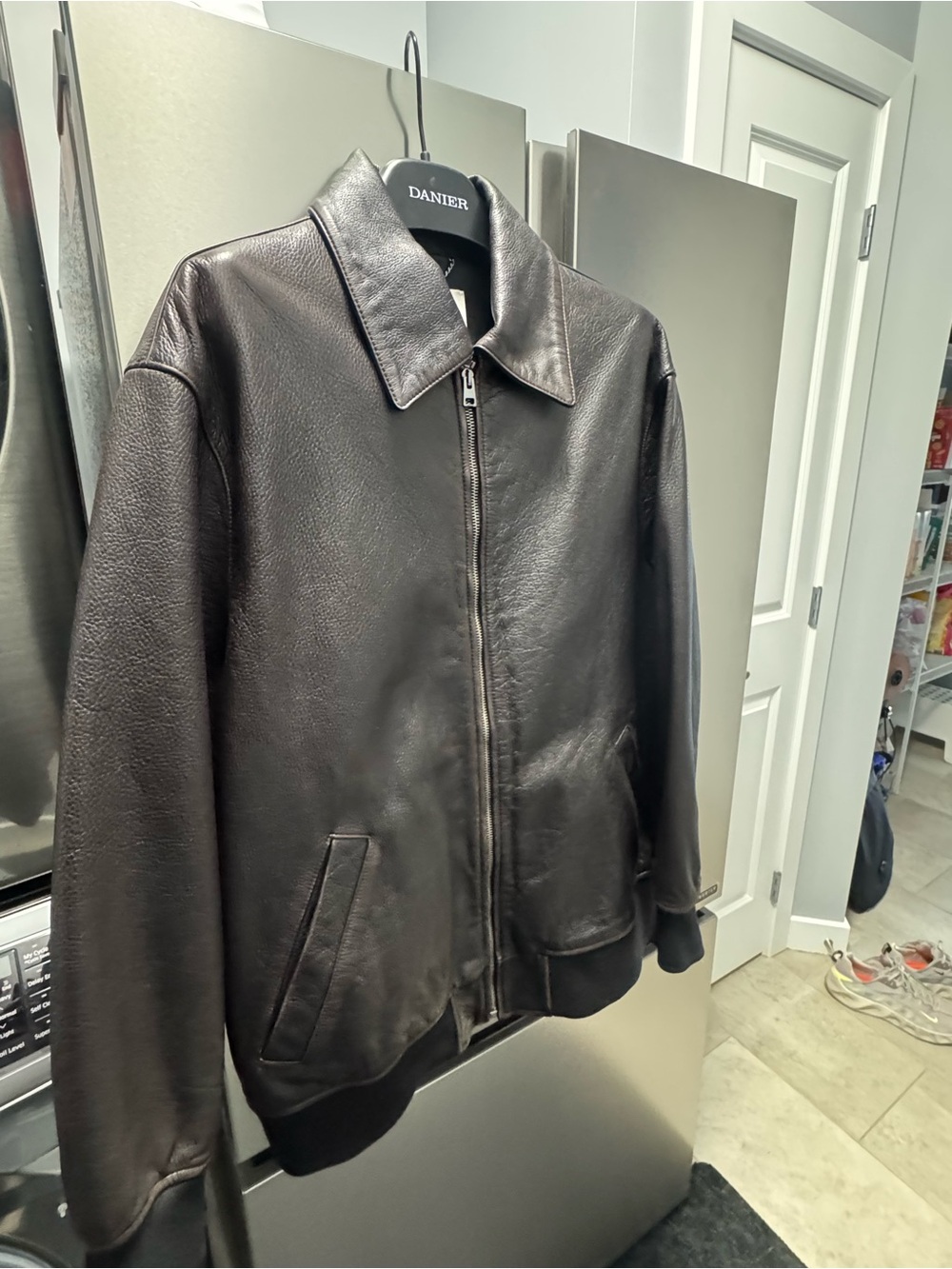 Banana Republic Dark Brown Leather Bomber Jacket